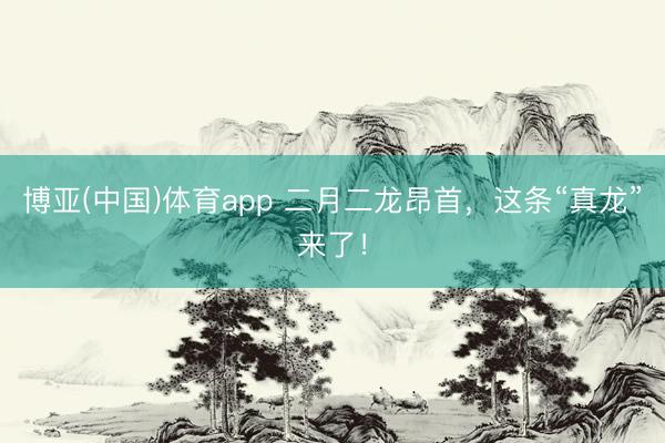 博亚(中国)体育app 二月二龙昂首,这条“真龙”来了!