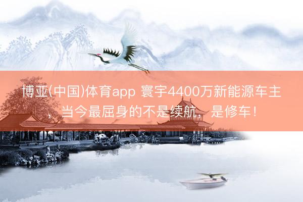 博亚(中国)体育app 寰宇4400万新能源车主，当今最屈身的不是续航，是修车！