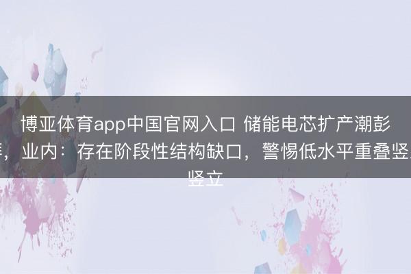 博亚体育app中国官网入口 储能电芯扩产潮彭湃，业内：存在阶段性结构缺口，警惕低水平重叠竖立