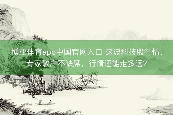 博亚体育app中国官网入口 这波科技股行情,专家散户不缺席,行情还能走多远?