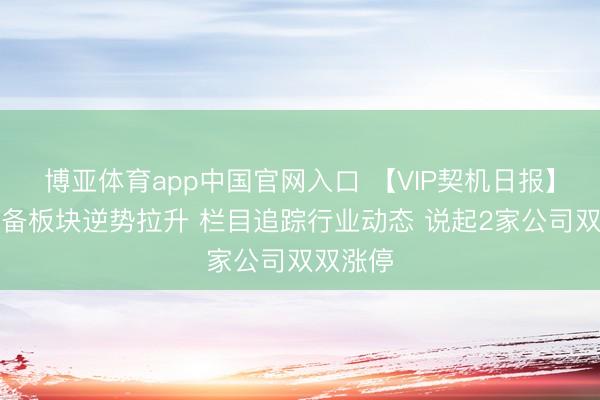 博亚体育app中国官网入口 【VIP契机日报】电网设备板块逆势拉升 栏目追踪行业动态 说起2家公司双双涨停