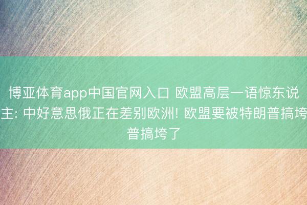 博亚体育app中国官网入口 欧盟高层一语惊东说念主: 中好意思俄