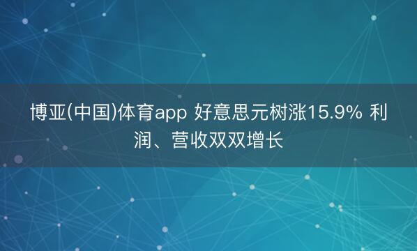 博亚(中国)体育app 好意思元树涨15.9% 利润、营收双双增长
