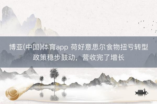 博亚(中国)体育app 荷好意思尔食物扭亏转型政策稳步鼓动，营收完了增长