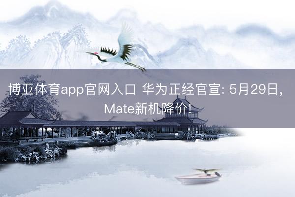 博亚体育app官网入口 华为正经官宣: 5月29日， Mate新机降价!