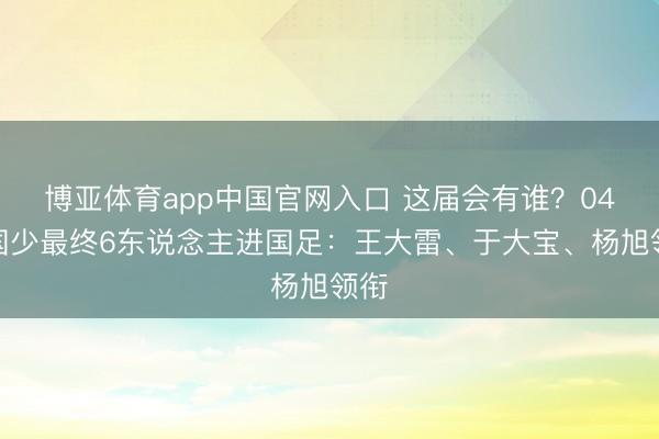 博亚体育app中国官网入口 这届会有谁?04年国少最终6东说念主进国足:王大雷、于大宝、杨旭领衔