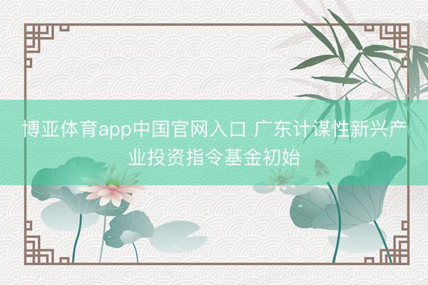 博亚体育app中国官网入口 广东计谋性新兴产业投资指令基金初始