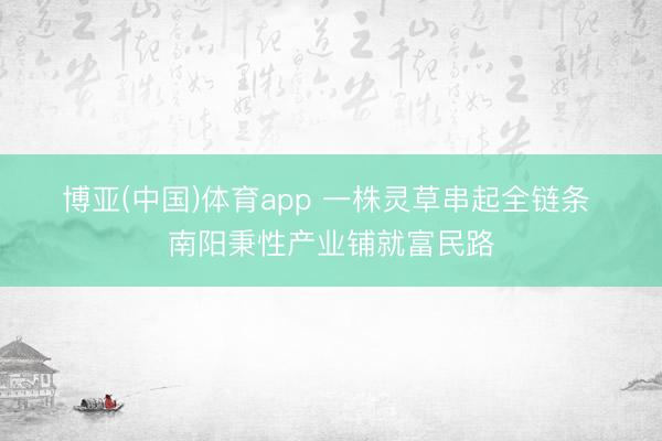 博亚(中国)体育app 一株灵草串起全链条 南阳秉性产业铺就富民路