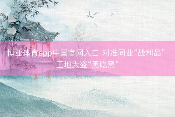 博亚体育app中国官网入口 对准同业“战利品” 工地大盗“黑吃黑”